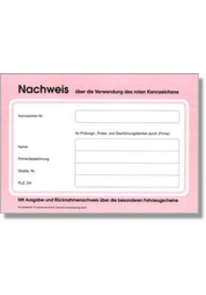 Nachweisbuch Probe- und Überführungsfahrt