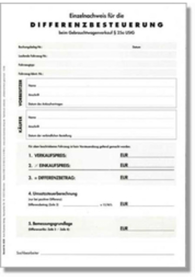 Einzelnachweis für die Differenzbesteuerung