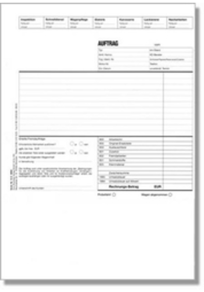 Werkstatt-Auftragskarte