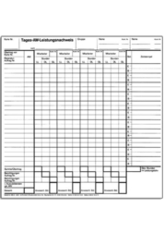 Tages-AW-Leistungsnachweis für Leistungslohn