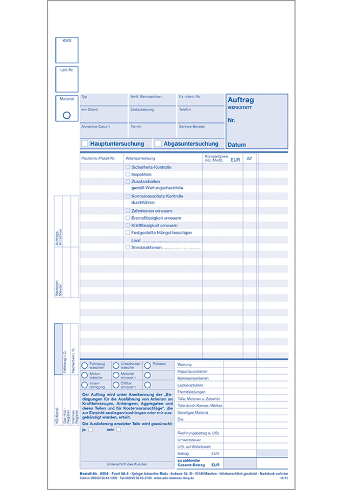 Ford Arbeitsauftrag VA4