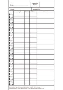 Tagesarbeitskarte (9,2 x 17,9 cm)